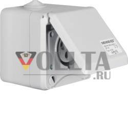 Berker 558101 CEE розетка 3-полюсная Ap 16 A с откидной крышкой светло-серая Системы подключения